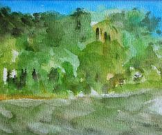 vijver Amstelpark, aquarel
