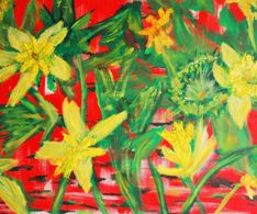 boeket 2018, acryl en olie, 60 x 80 cm