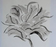 bloem in inkt, 20 x 30 cm