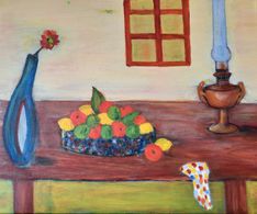 stilleven fruit, acryl